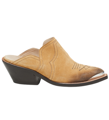 Waxed Statement Cowboy Shoes in Camel