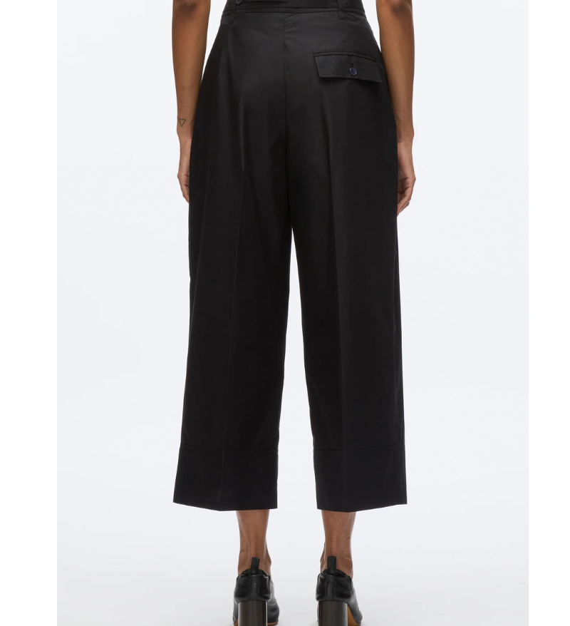 Double Pleat Wide Cropped Pants