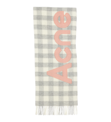 Acne Studios Check Logo Scarf Pink