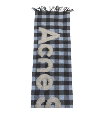 Acne Studios Check Logo Scarf Brown