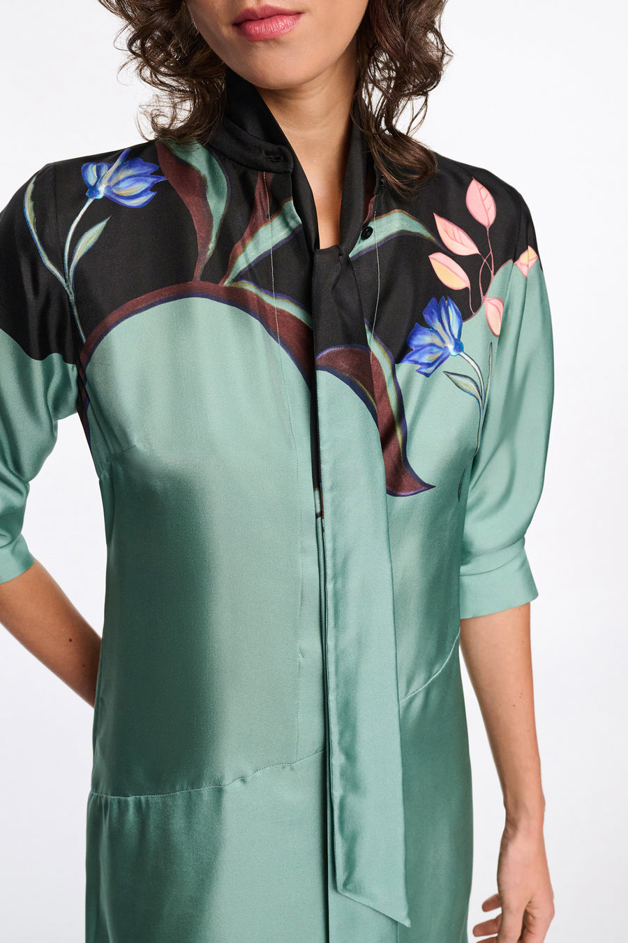 Seductive Bloom Silk Midi Dress