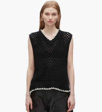 V-Neck Shell with Zippers