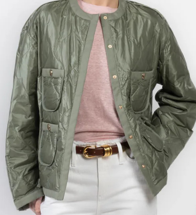 Green Quilted Puffer Jacket