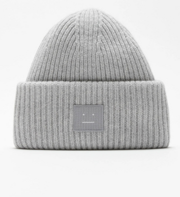 Large Face Logo Beanie – Light Grey Melange