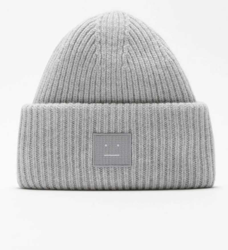 Large Face Logo Beanie – Light Grey Melange
