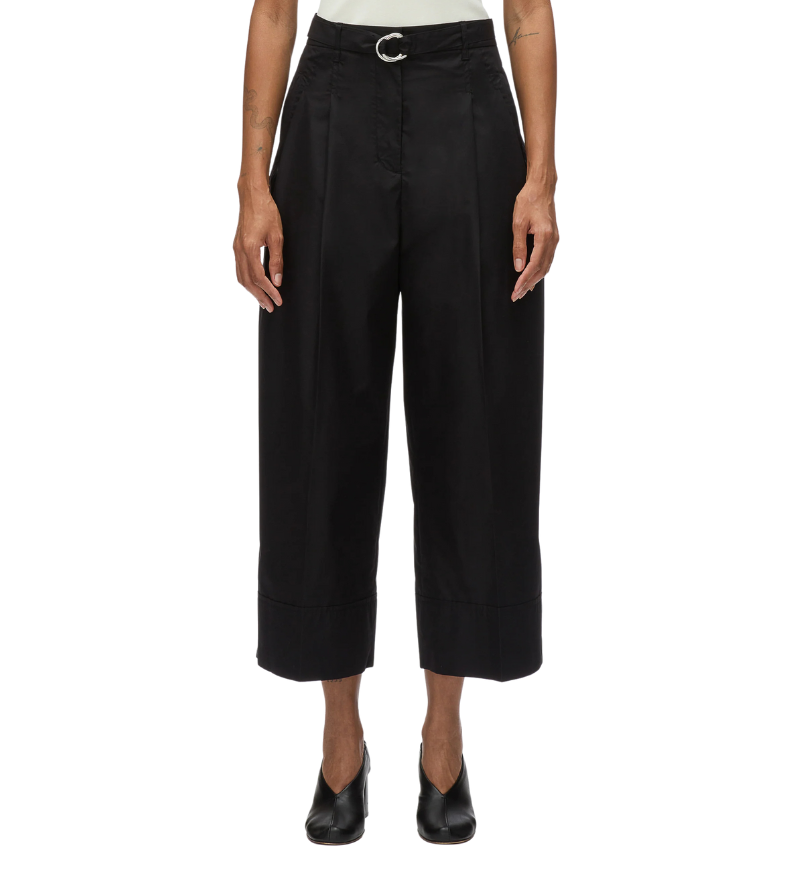 Double Pleat Wide Cropped Pants