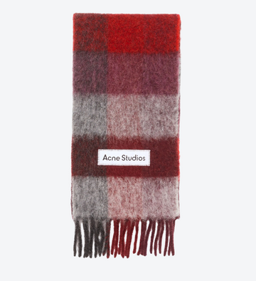 Mohair Checked Scarf – Red/Black