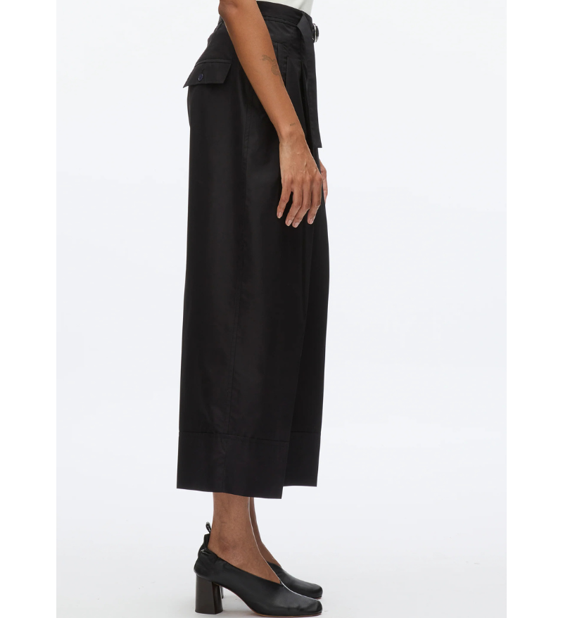 Double Pleat Wide Cropped Pants