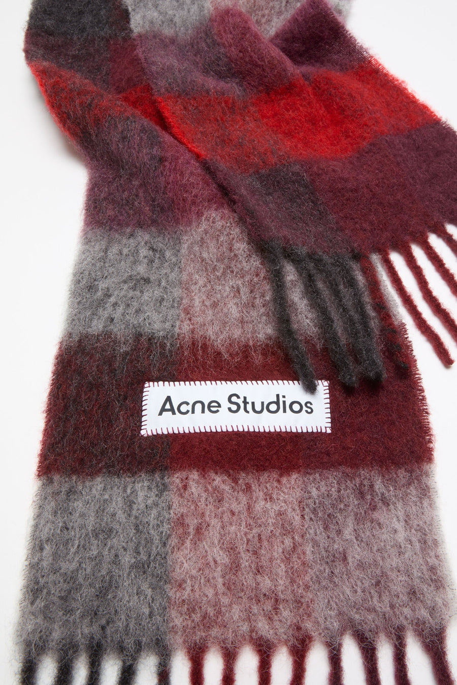 Mohair Checked Scarf – Red/Black