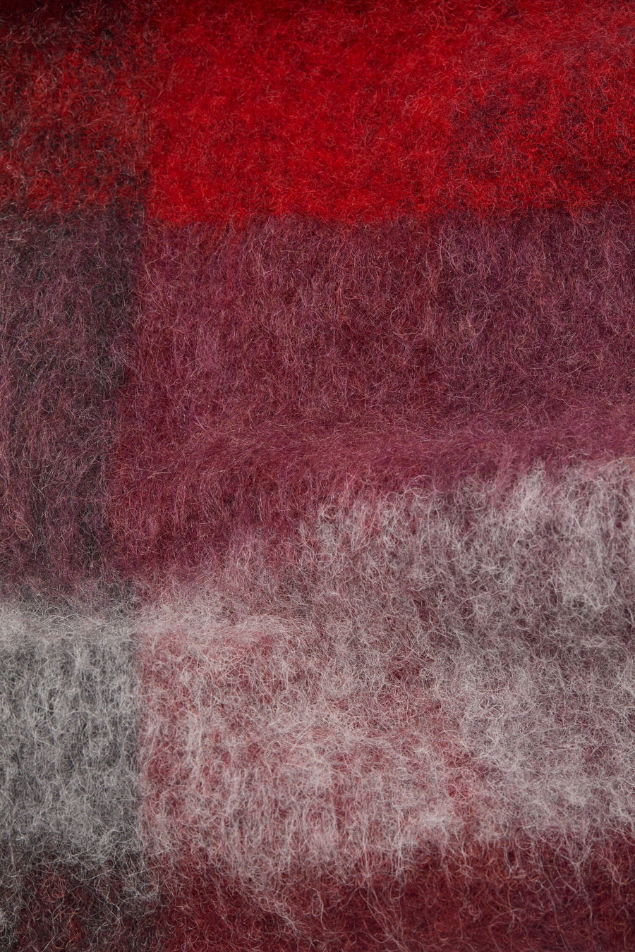 Mohair Checked Scarf – Red/Black