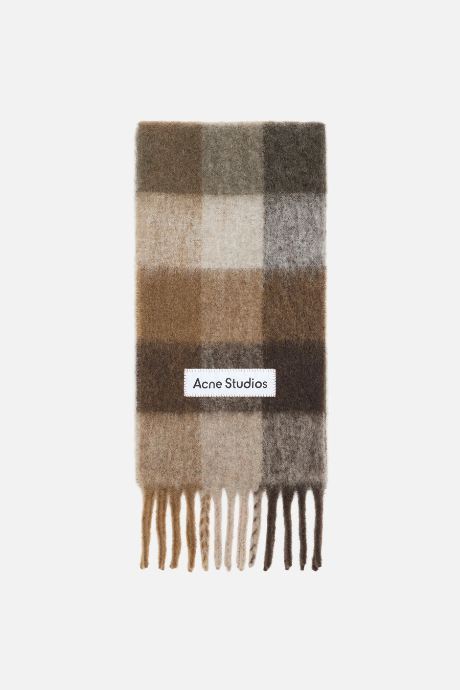 Check Fringe Scarf – Dark Brown/White