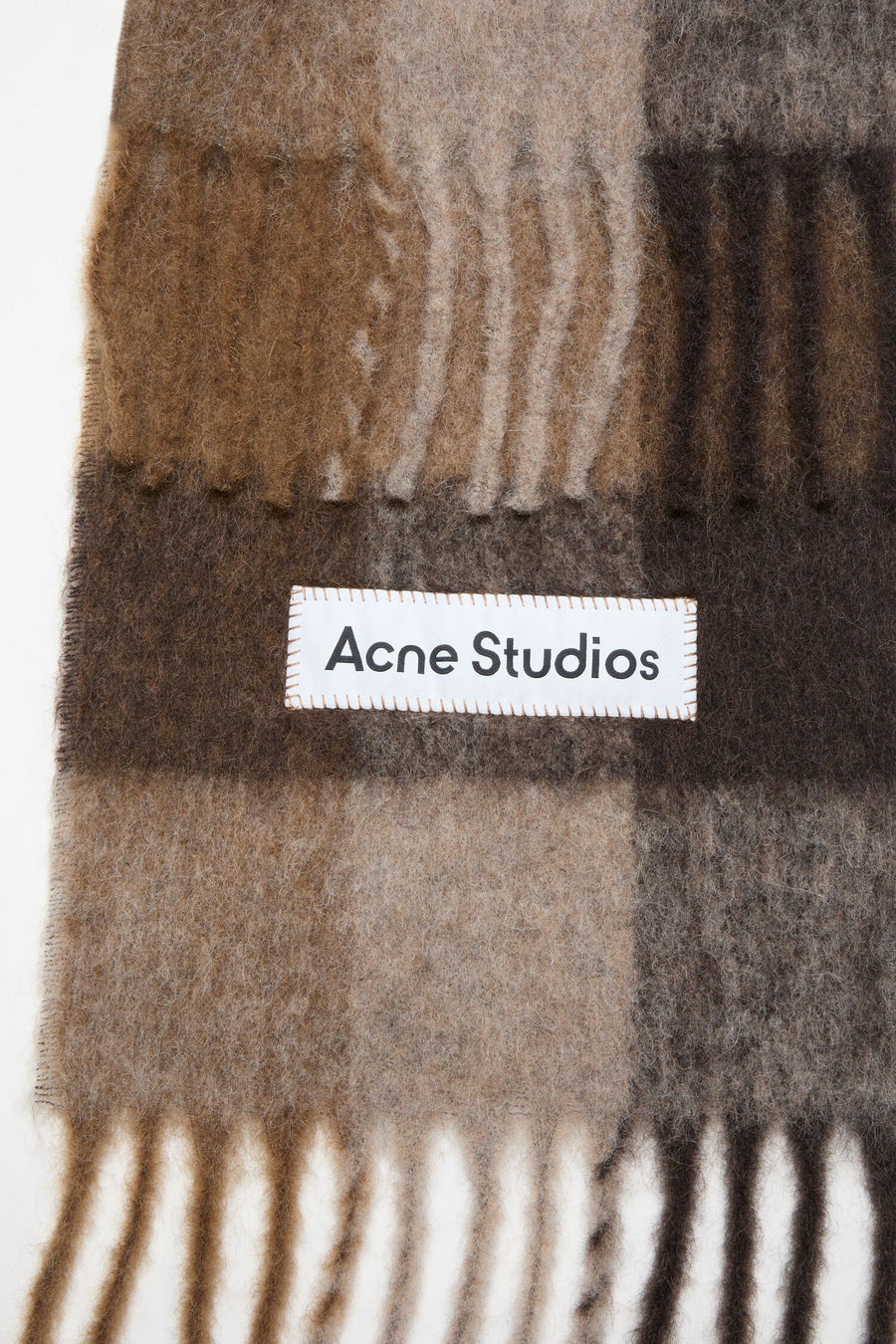 Check Fringe Scarf – Dark Brown/White
