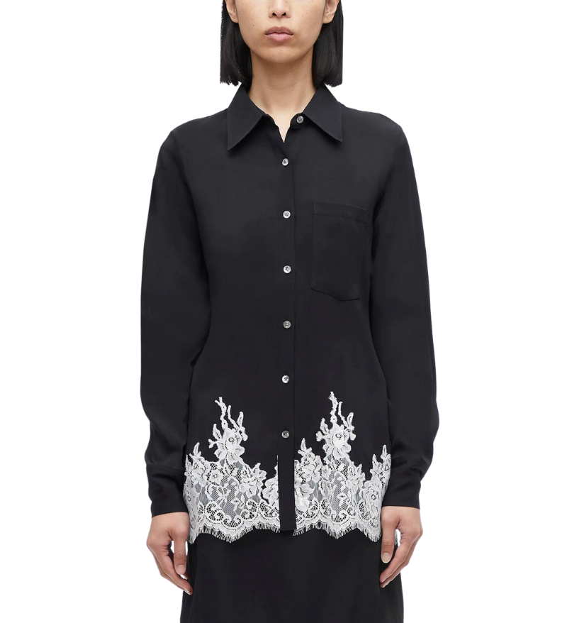 Cady Slim Shirt With Lace Black