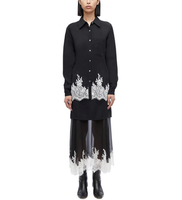 Cady Slim Shirt With Lace Black