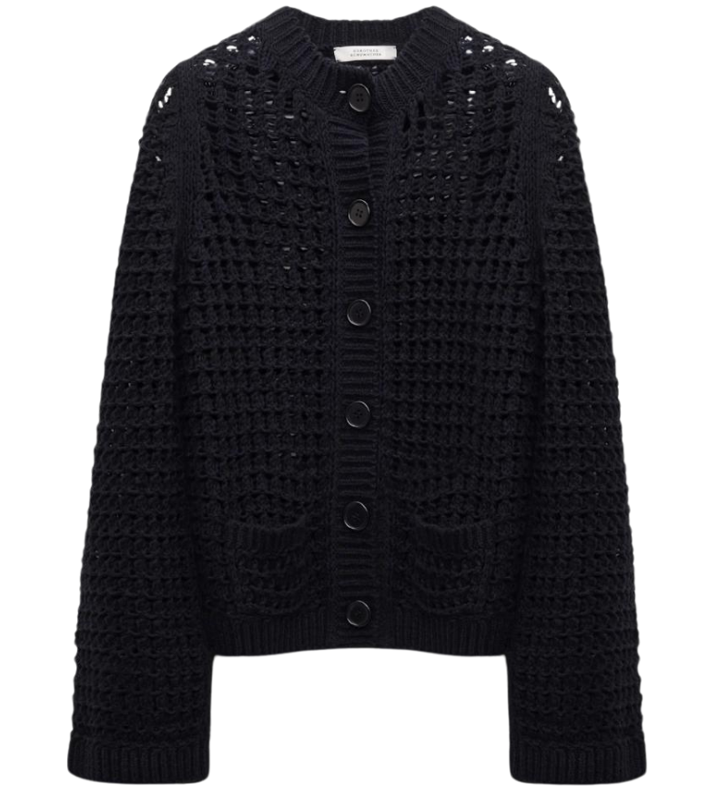 Sporty Crochet Cardigan Black