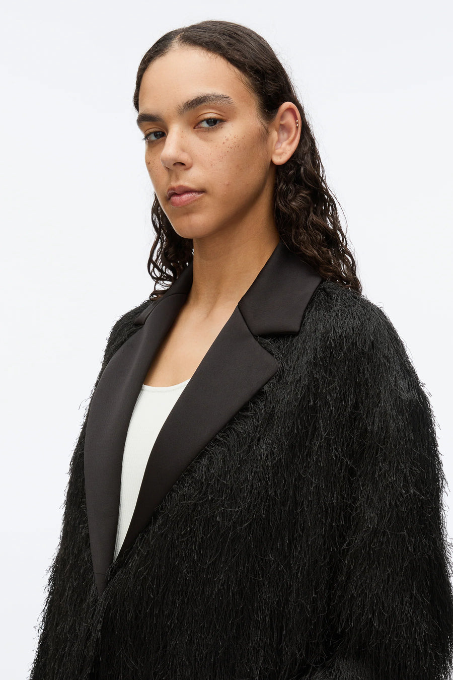 3.1 Phillip Lim Fringe Tuxedo Coat in Black