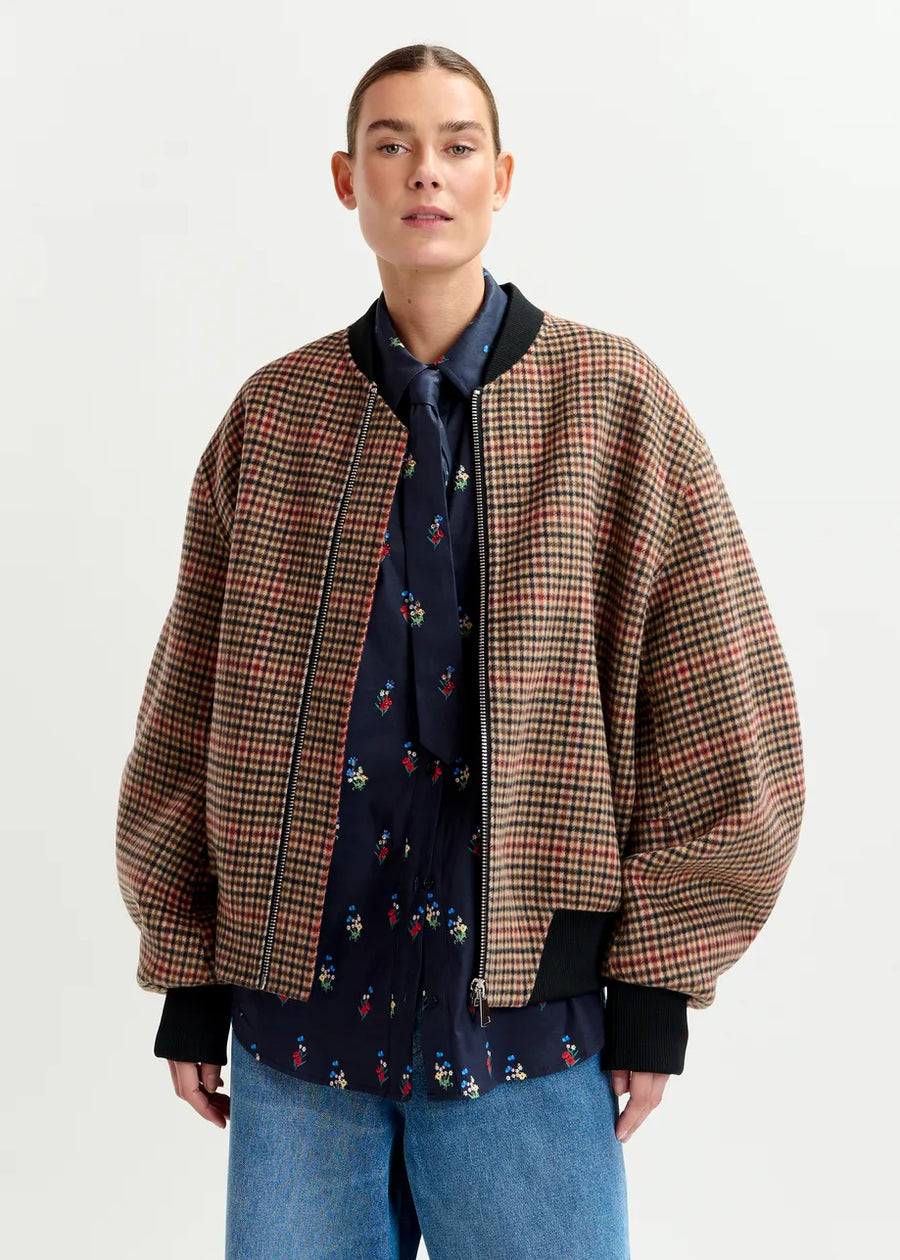 Brown Red Black Check Jacket