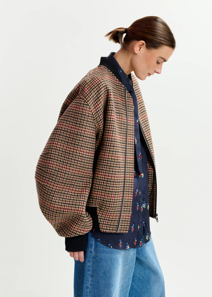 Brown Red Black Check Jacket