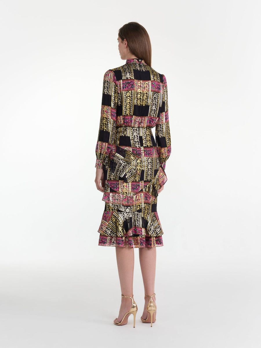 Isa Ruffle Dress in Budapest Lineae