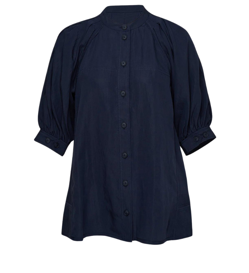 Lantern Sleeve Blouse Navy