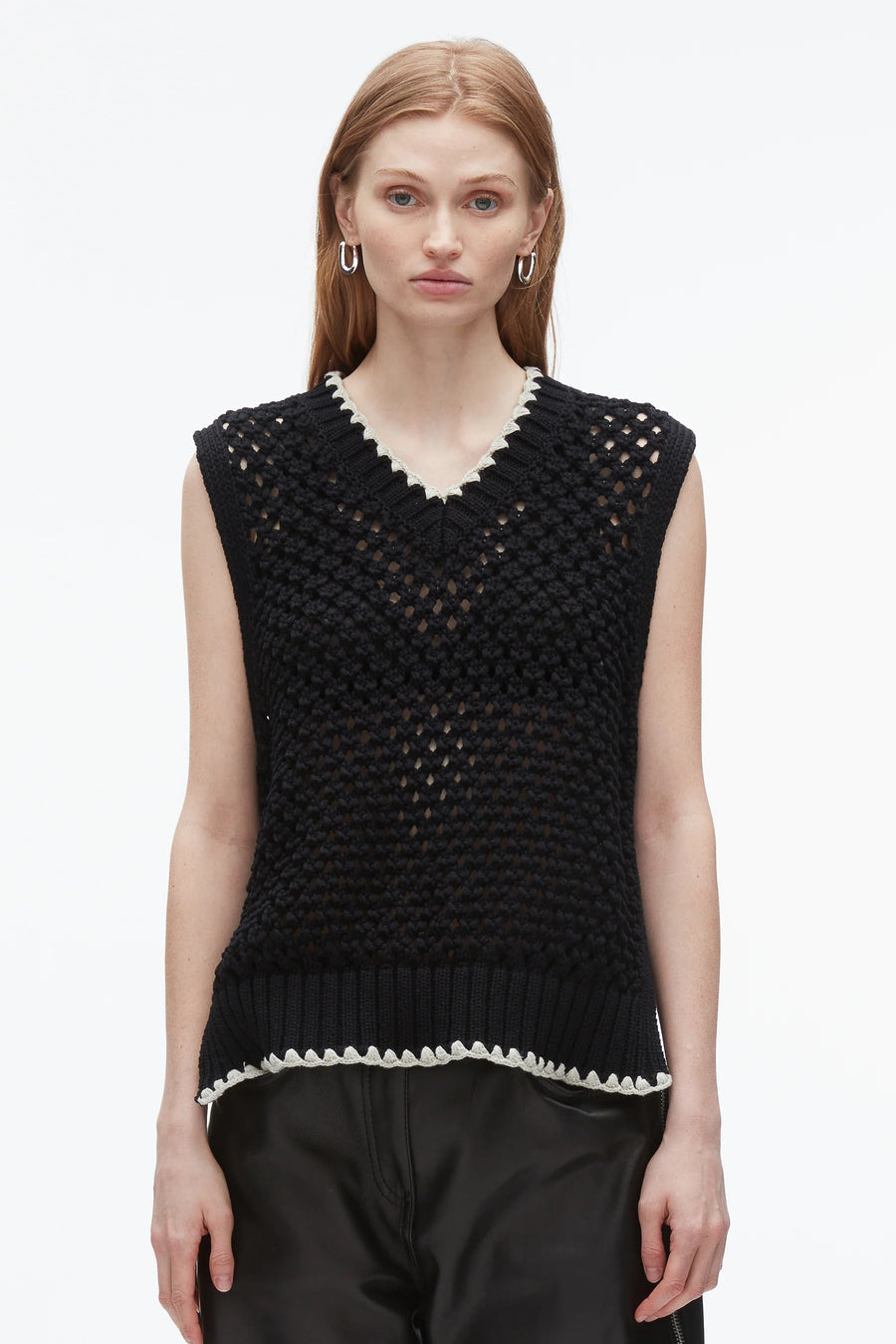 V-Neck Shell with Zippers