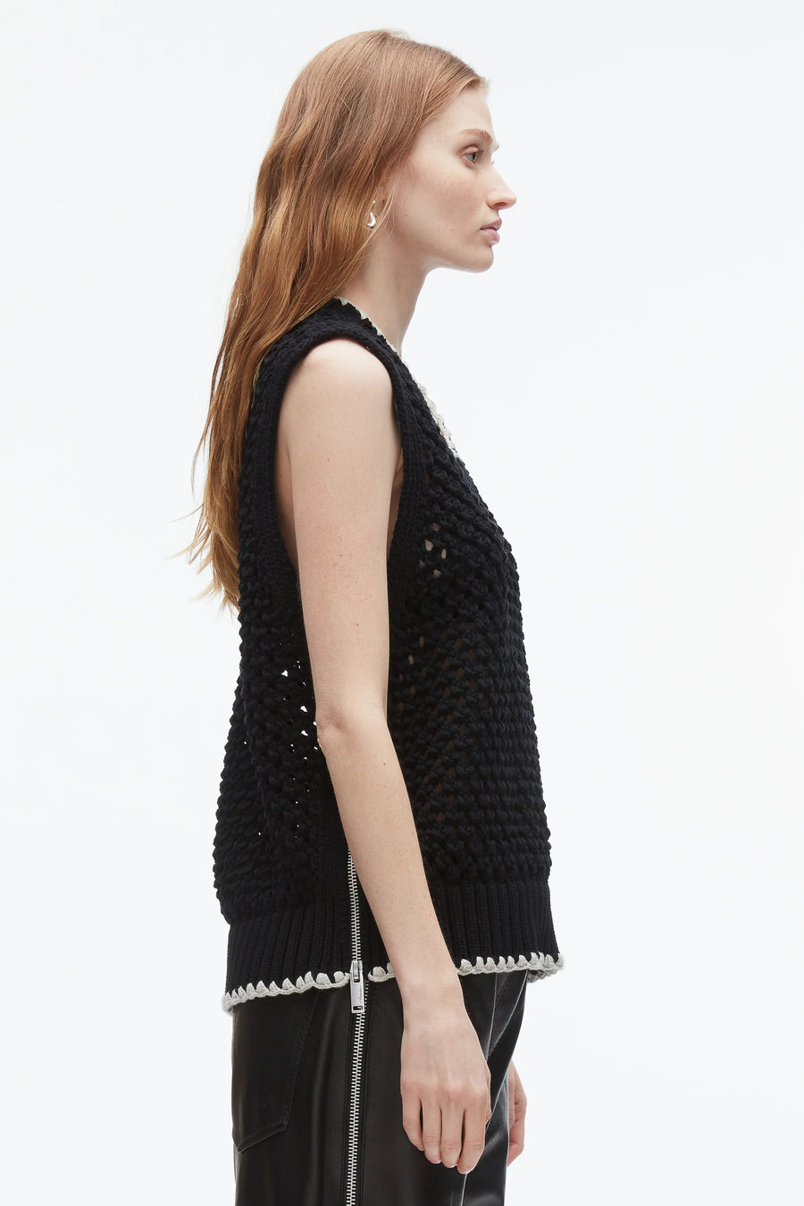 V-Neck Shell with Zippers