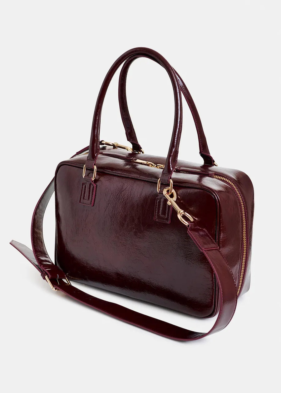 Burgundy Patent Leather Handbag