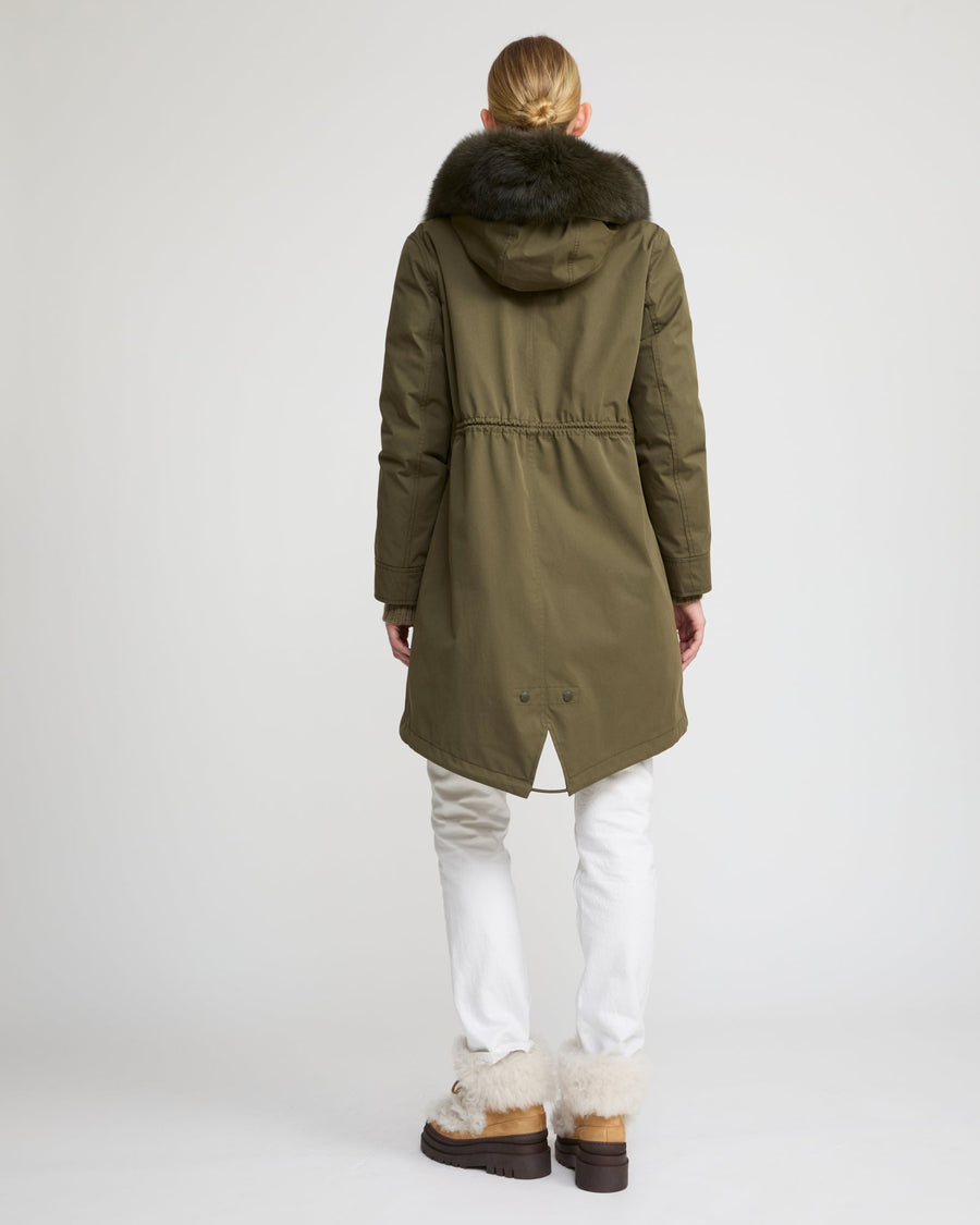 Long Iconic parka in waterproof cotton blend with fox and rabbit fur