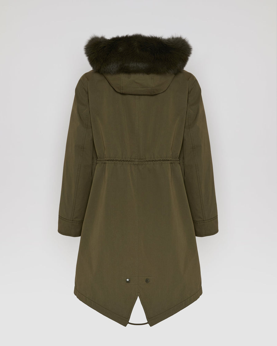 Long Iconic parka in waterproof cotton blend with fox and rabbit fur