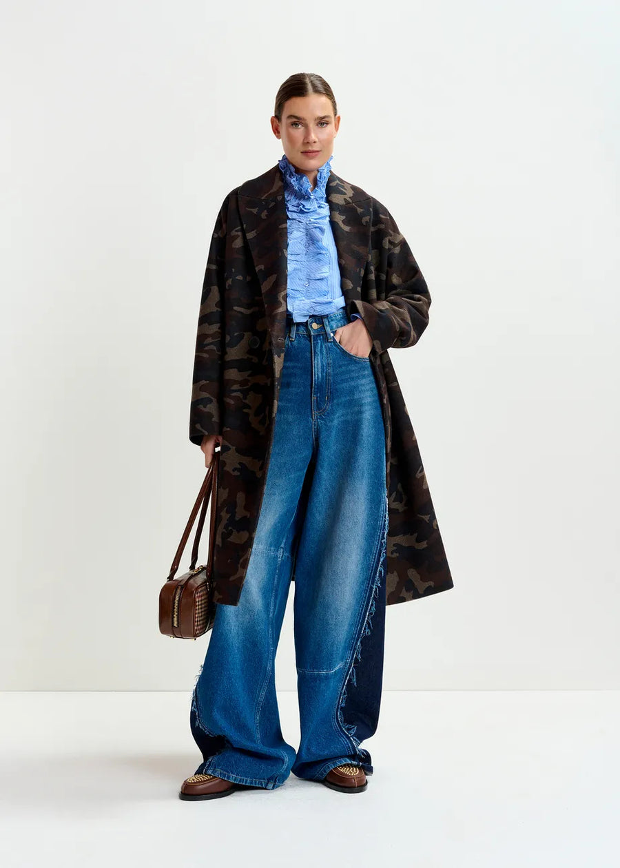 Camouflage Double Breasted Coat