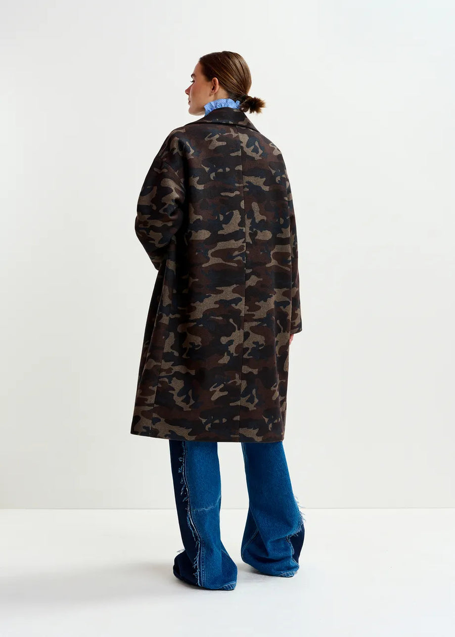 Camouflage Double Breasted Coat