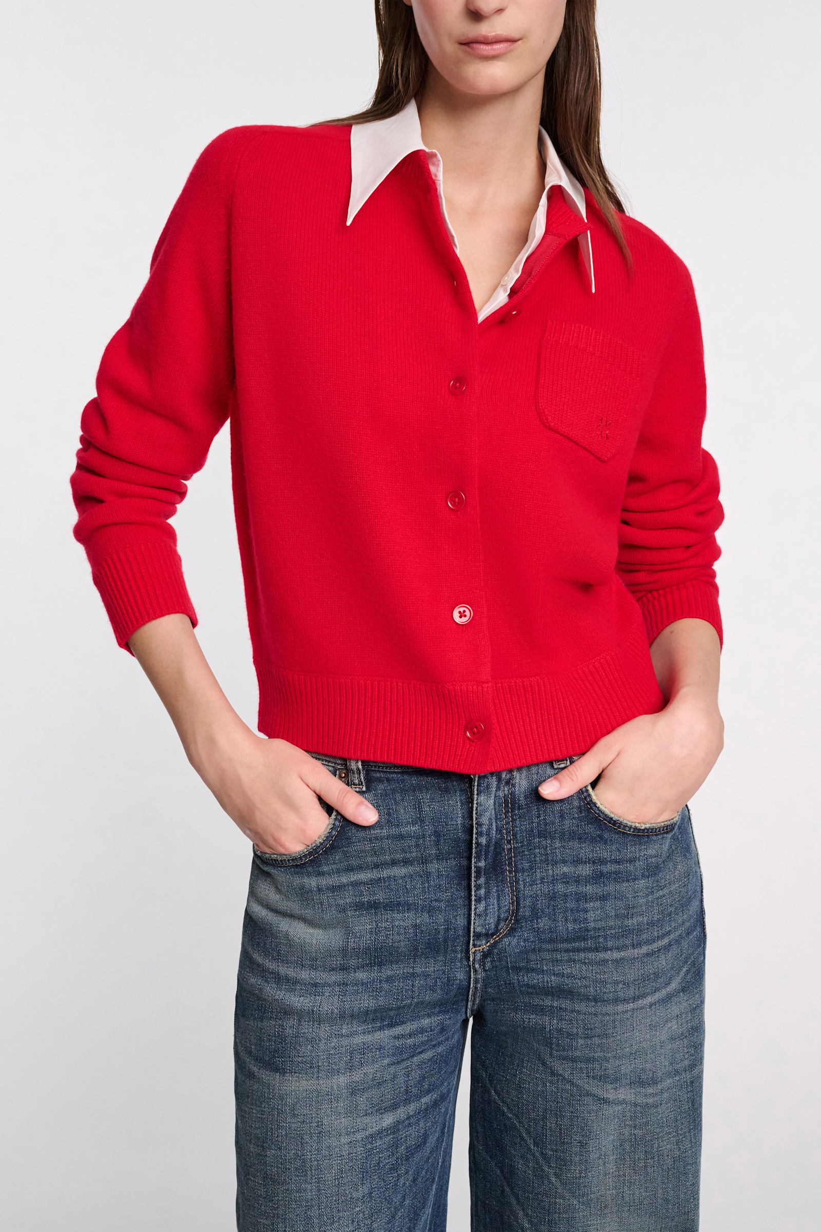 Red Cardigan Detail