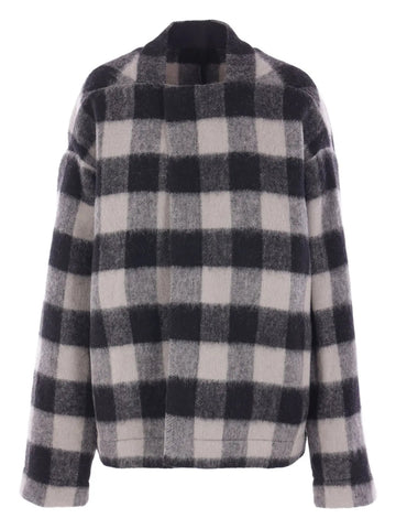 Checked Wool Blend Jacket