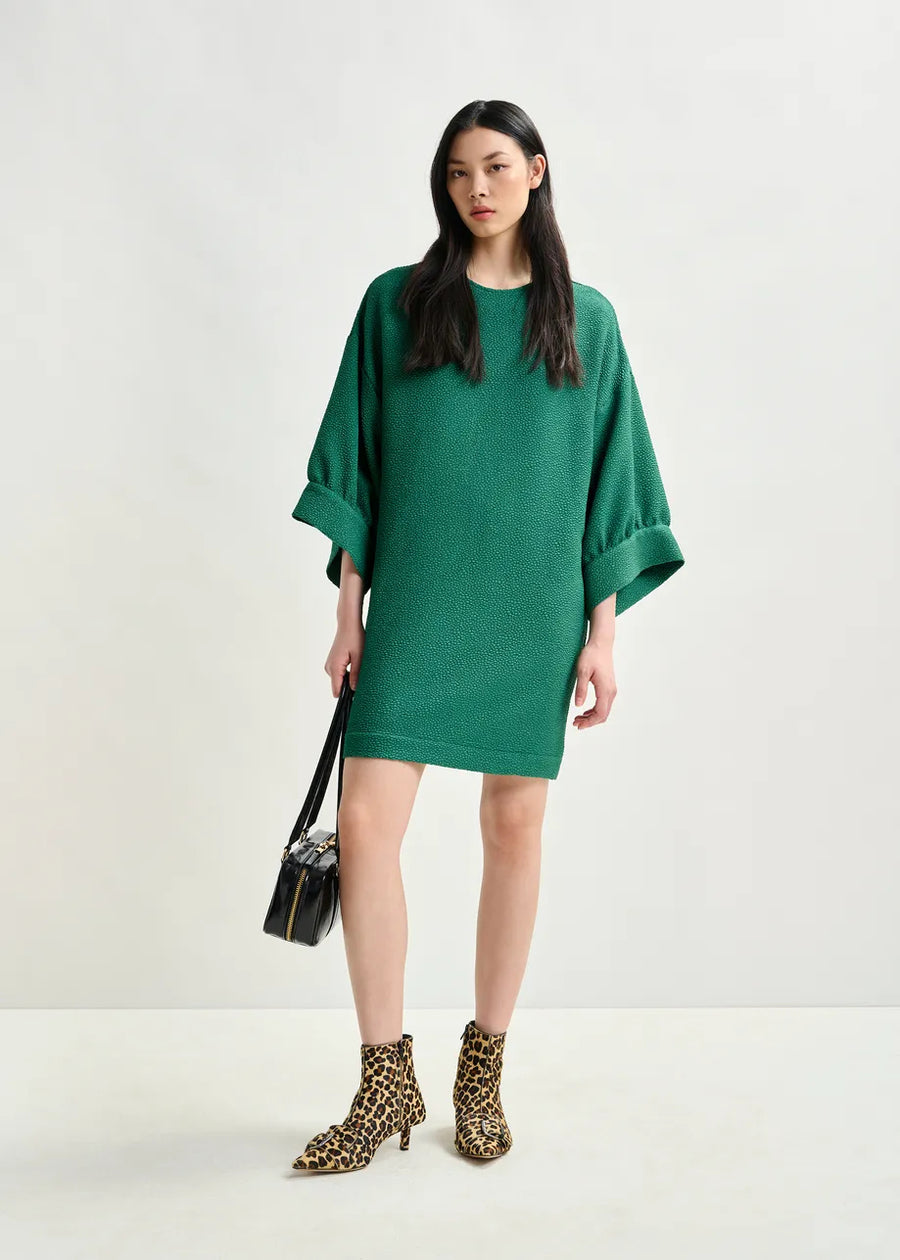 Textured Green Mini Dress