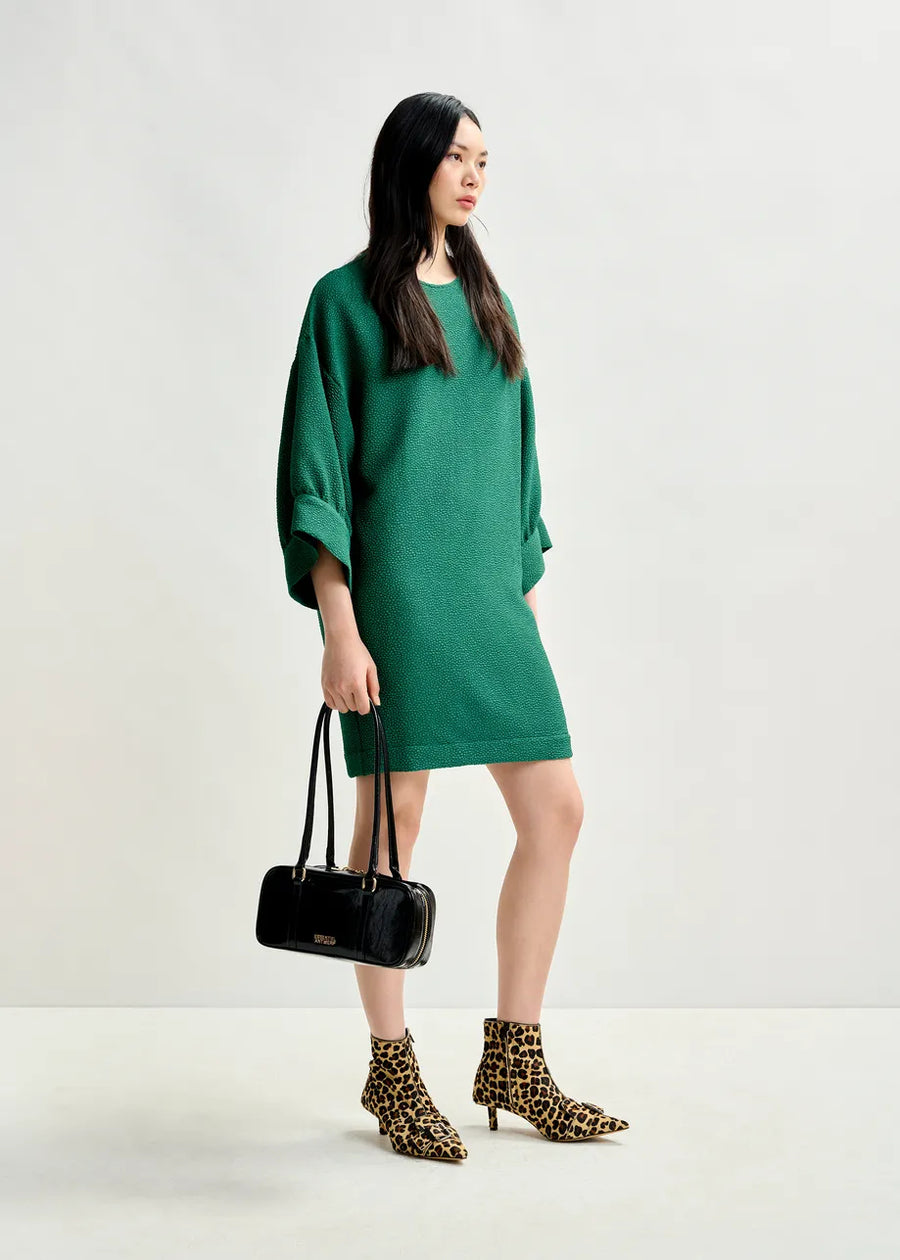 Textured Green Mini Dress