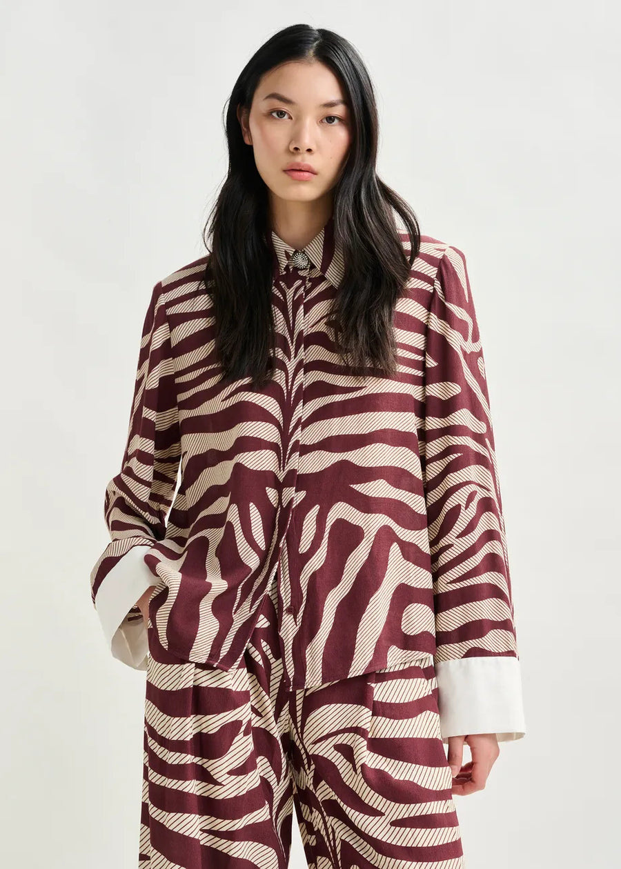 Zebra Print Silk Shirt