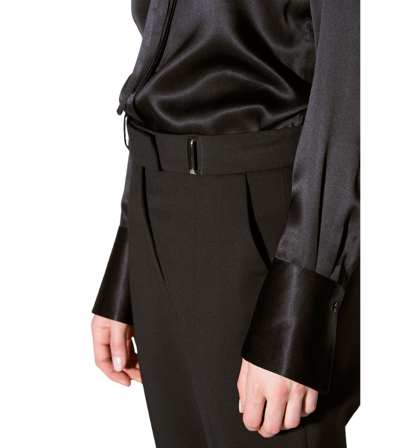 Roxy Black Wool Gabardine Suit Trousers