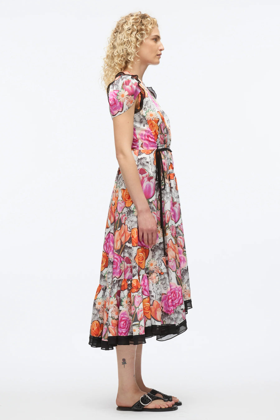 3.1 Phillip Lim Floral Collage Tulip Sleeve Dress in Rose Multi