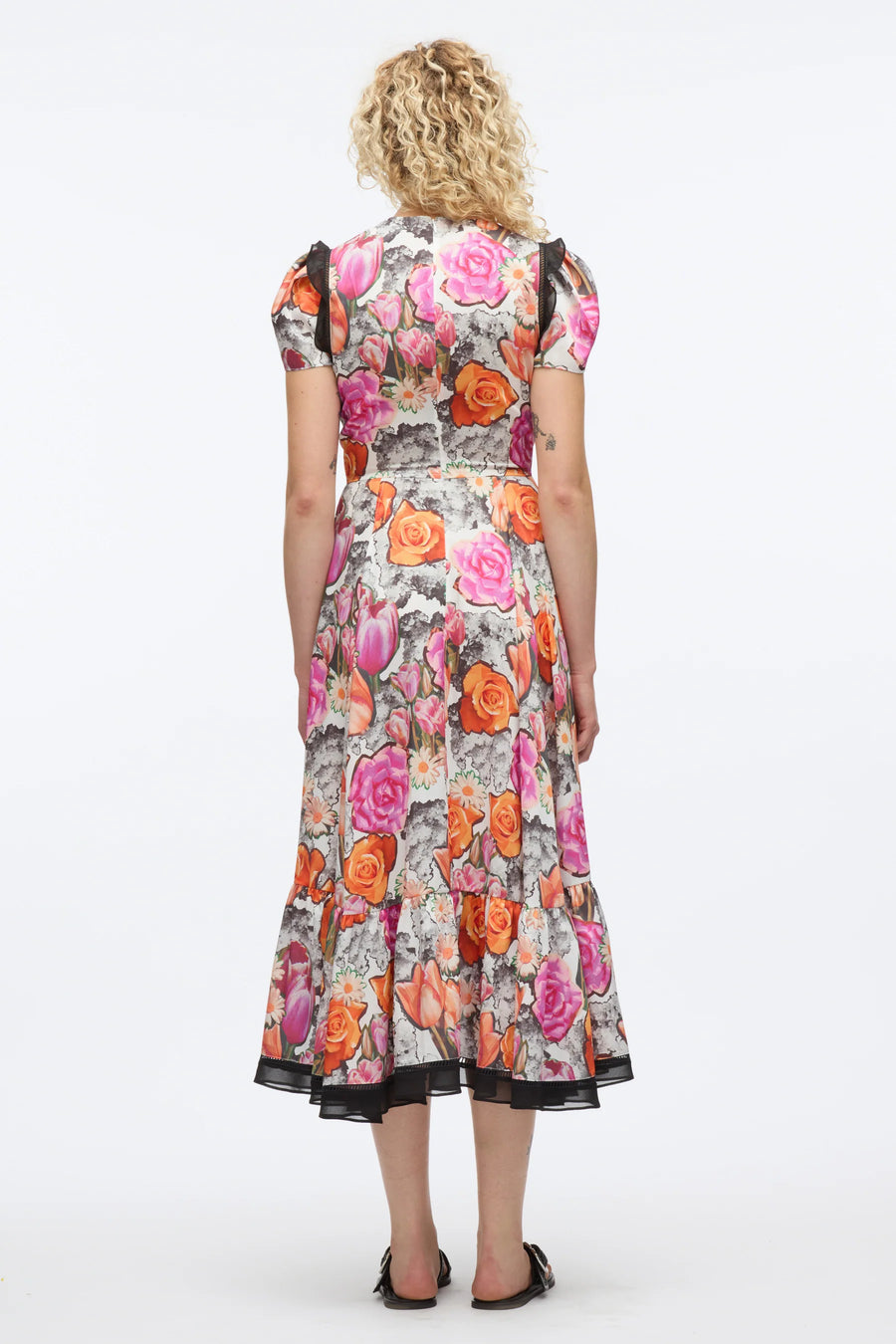 3.1 Phillip Lim Floral Collage Tulip Sleeve Dress in Rose Multi