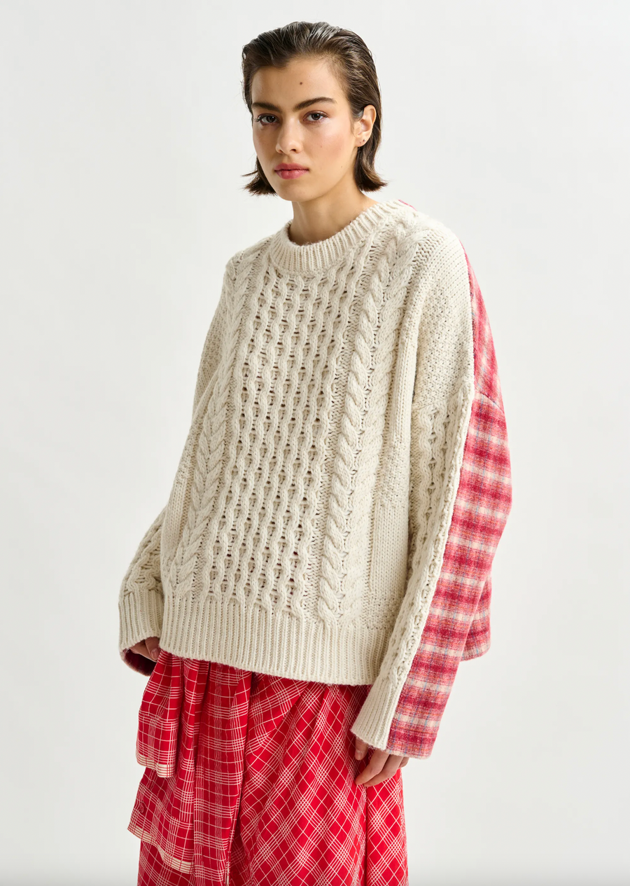 Brown Red Check Pullover
