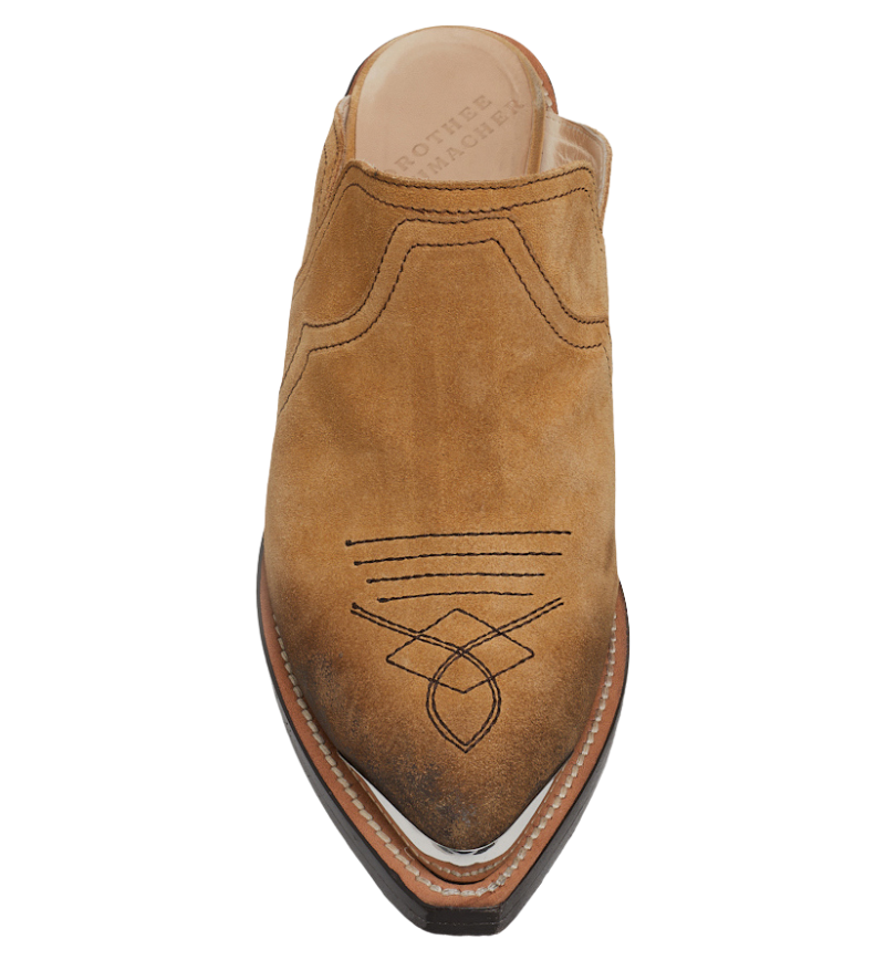 Waxed Statement Cowboy Shoes in Camel