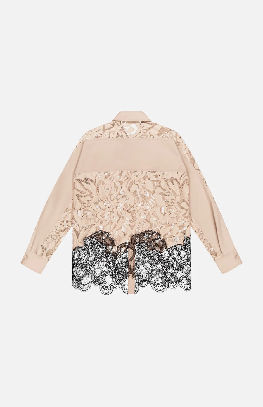 3.1 Phillip Lim Corded Leaf Lace Long Sleeve Shirt in Khaki Multi