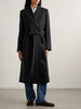Belted Pinstriped Wool Coat