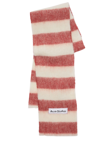 Red And White Checked Wool Scarf