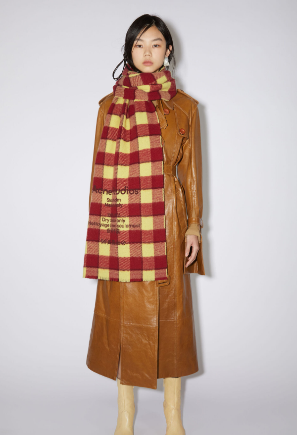 Burgendy And Yellow Checked Scarf